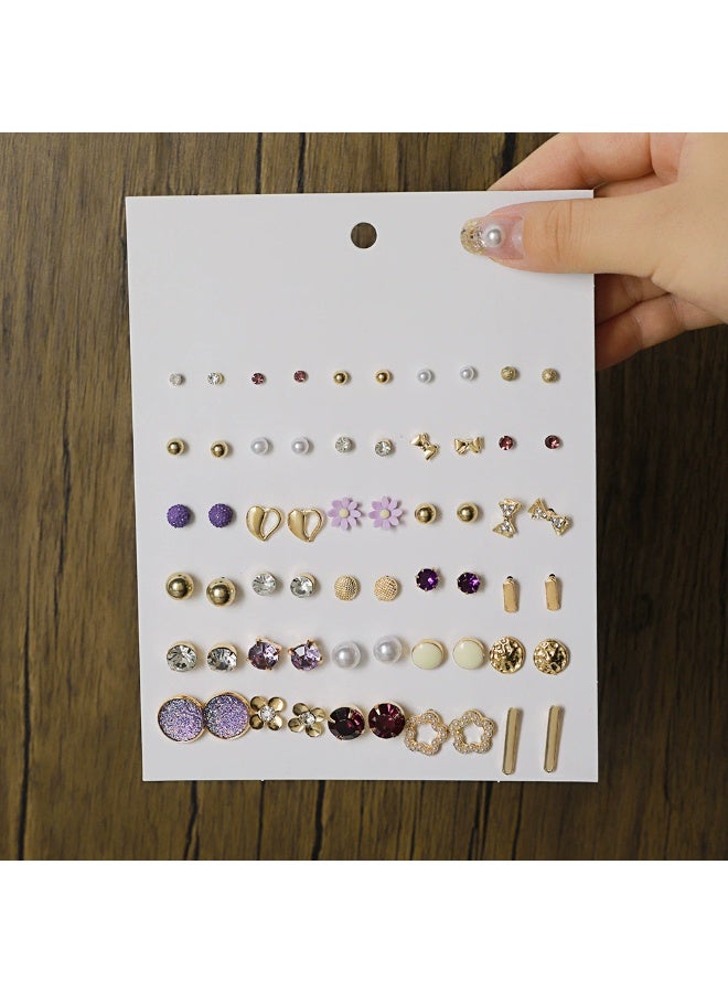 Fashion 30 Pairs Earrings Combo Set Latest Stylish Crystal Pearl Earrings for Women and Girls - Image 4
